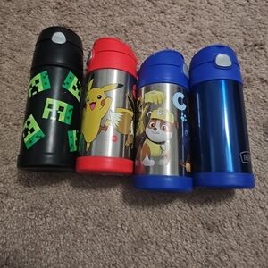 Stainless Steel Thermos Set with Colorful Lids